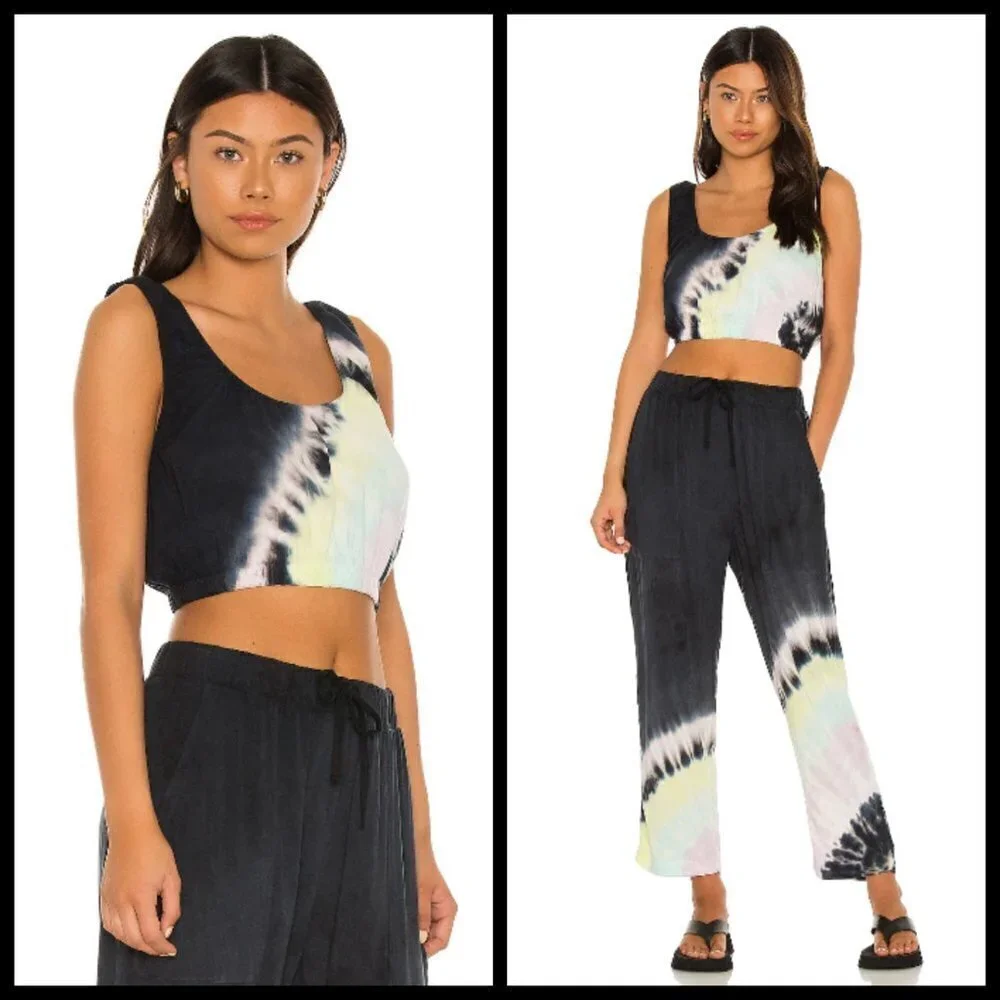 💕ELECTRIC & ROSE💕 Linda Crop Top ~ Onyx Lavender Glow Tie Dye Pattern XS NWT - Picture 2 of 14